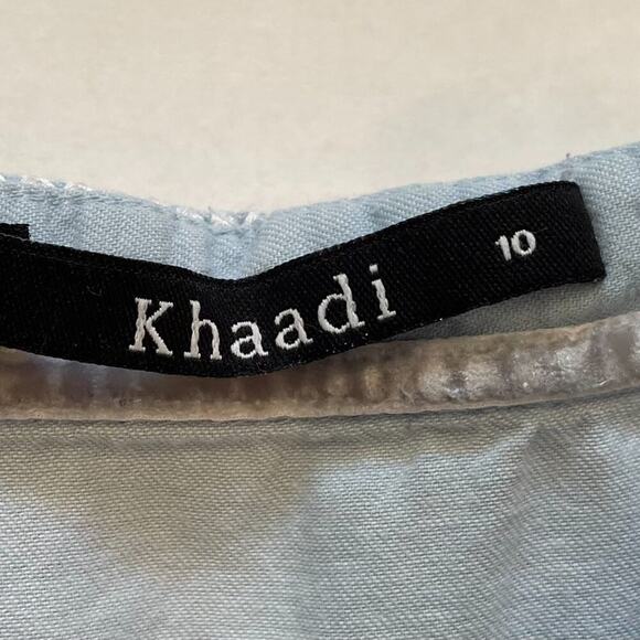 Khaadi Cotton Light Blue Embroidered Button Down 3/4 Sleeve Shirt Size 10 - Picture 6 of 11